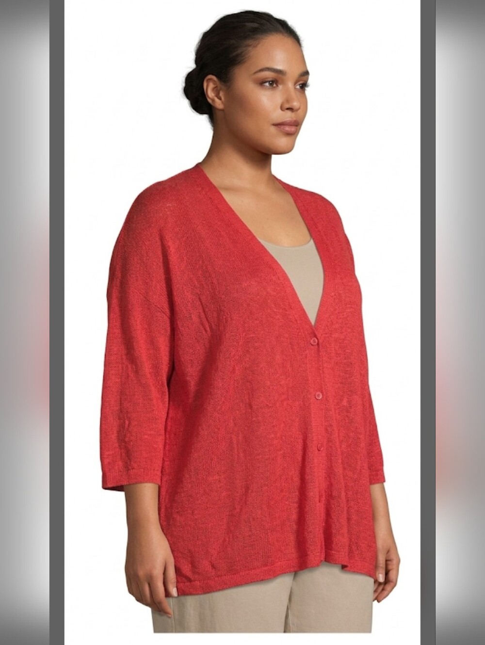 Eileen Fisher Linen Cardigan Sweater 2X Sustainable Mature Classic #7